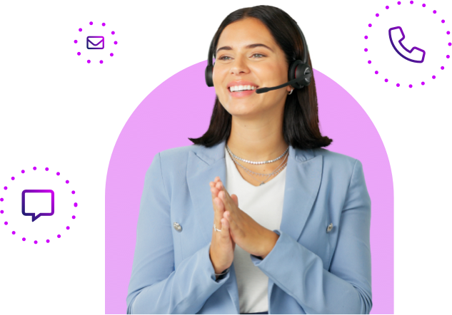 customer support woman smiling on headset 