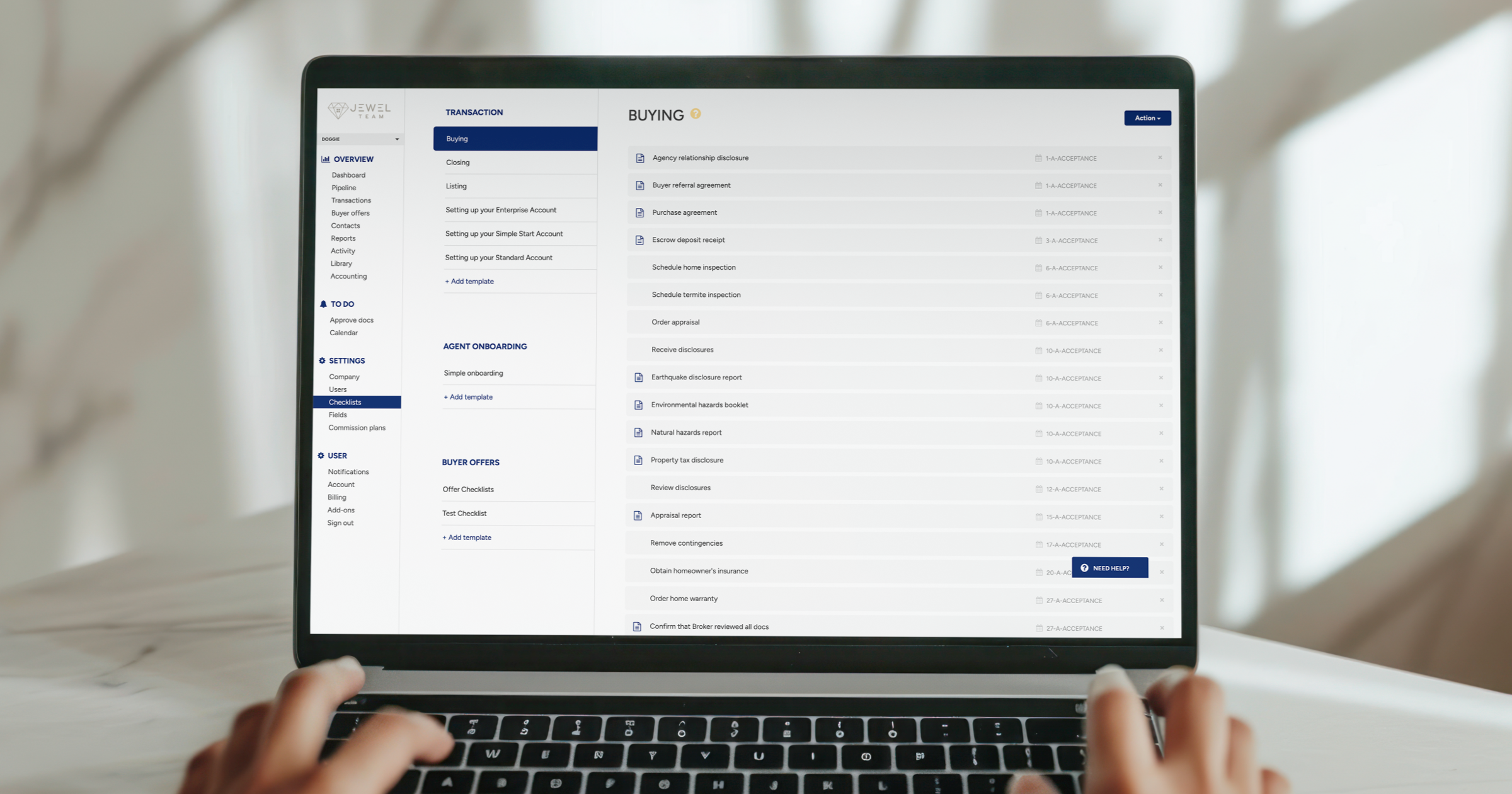 Transaction checklist settings in BoldTrail BackOffice