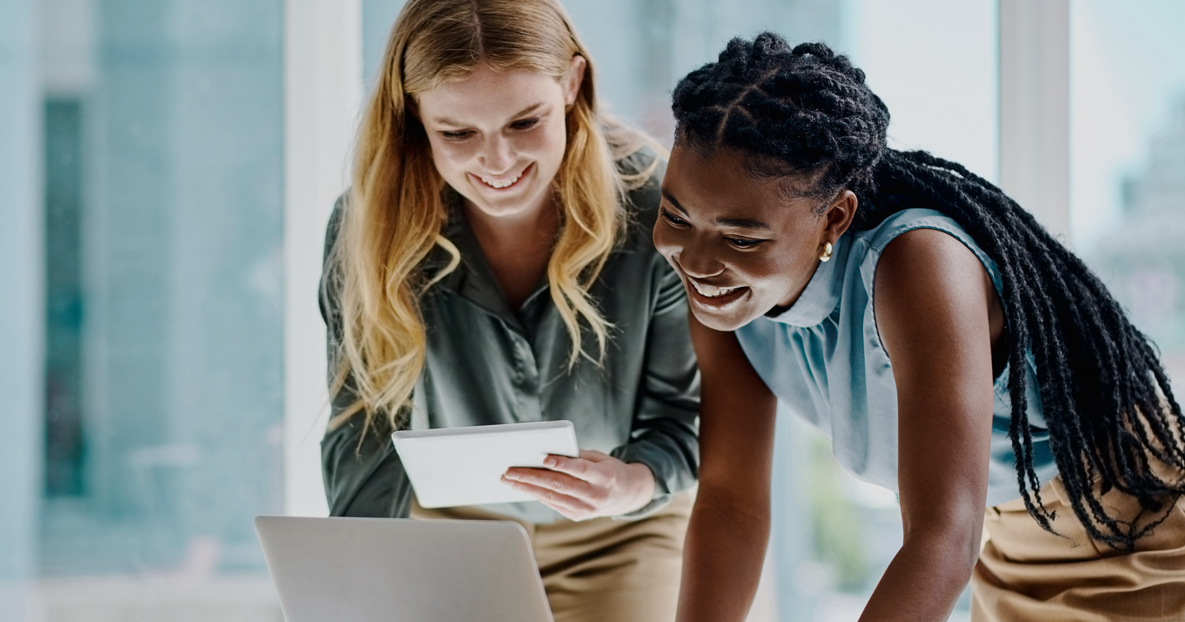 Smiling young professionals