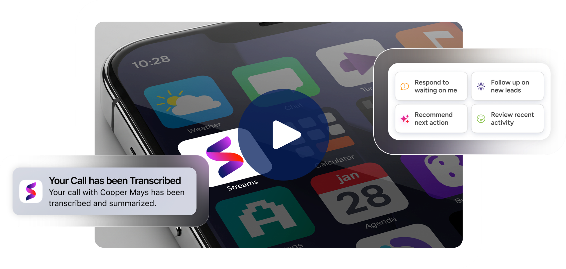 Image of streams logo on a mobile device 