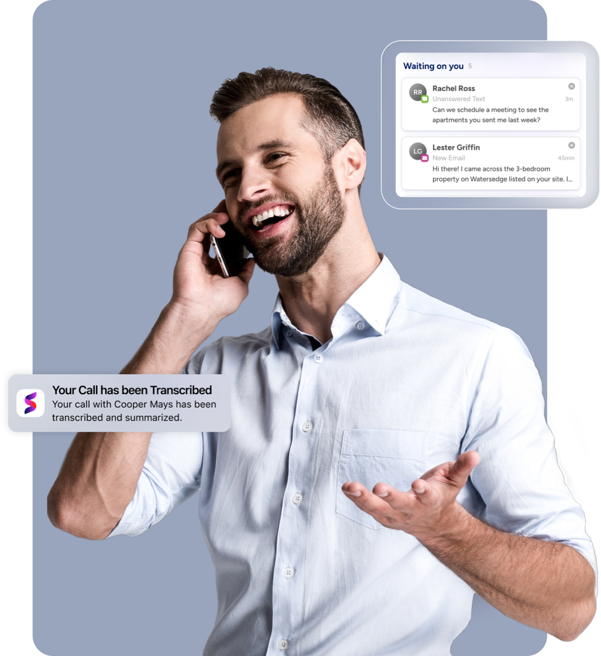 Guy on the phone with notifications from the app