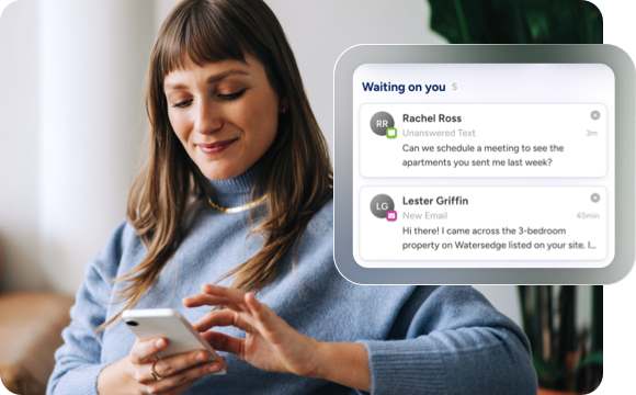 woman responding to messages